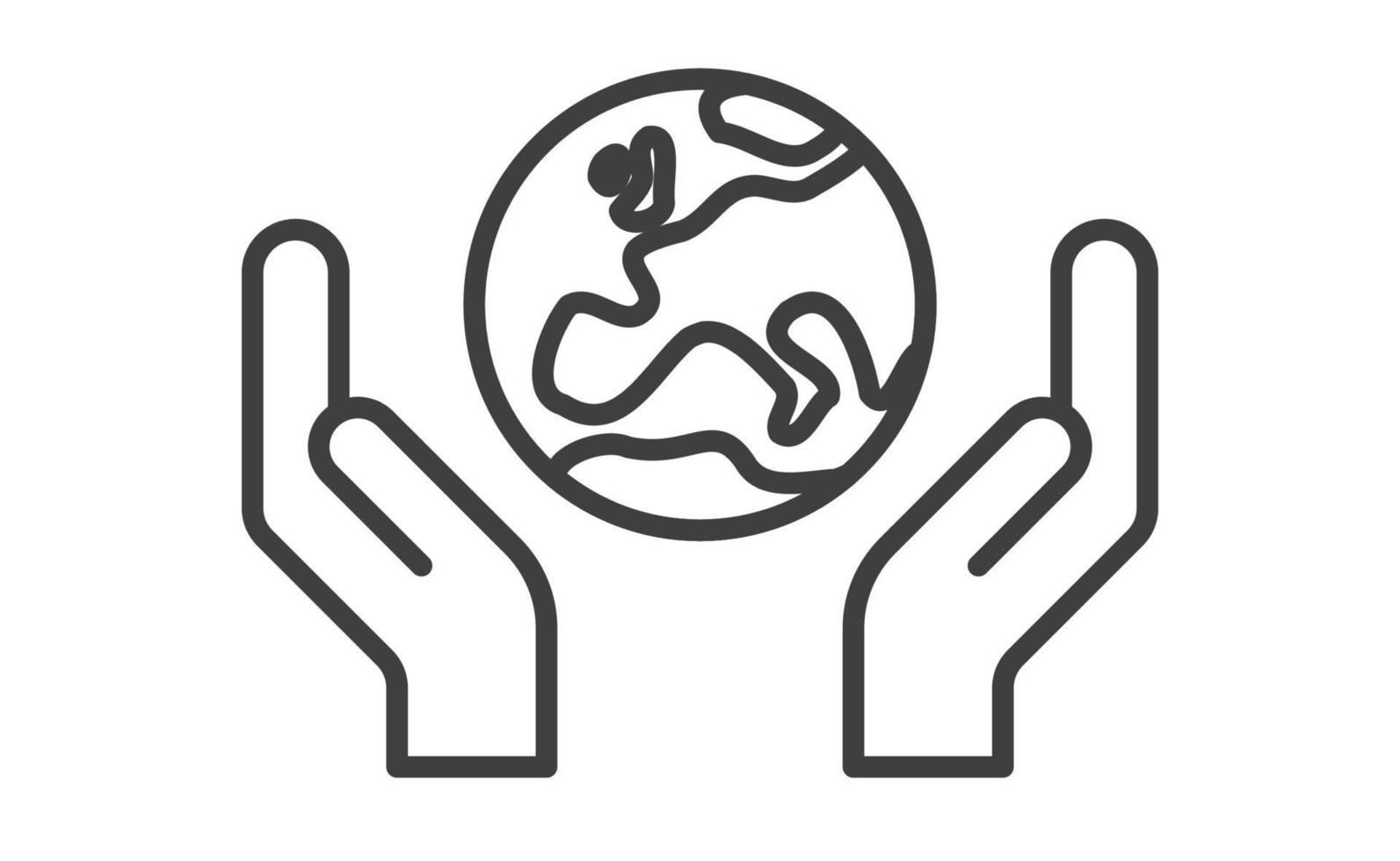 Hand holding planet earth, linear vector icon. Save the planet. Earth day symbol. World Environment Conservation.