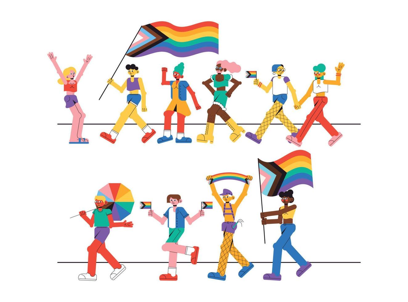 LGTBQ pride - characters set cartoon style vector