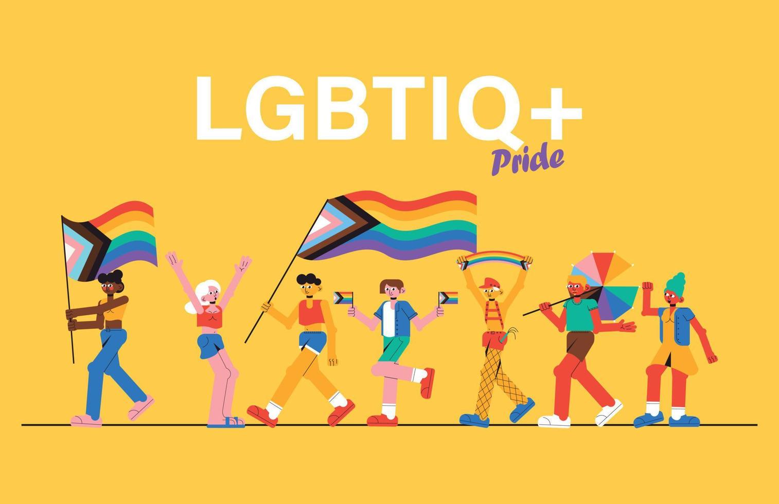 LGTBQ pride - parade yellow banner background vector
