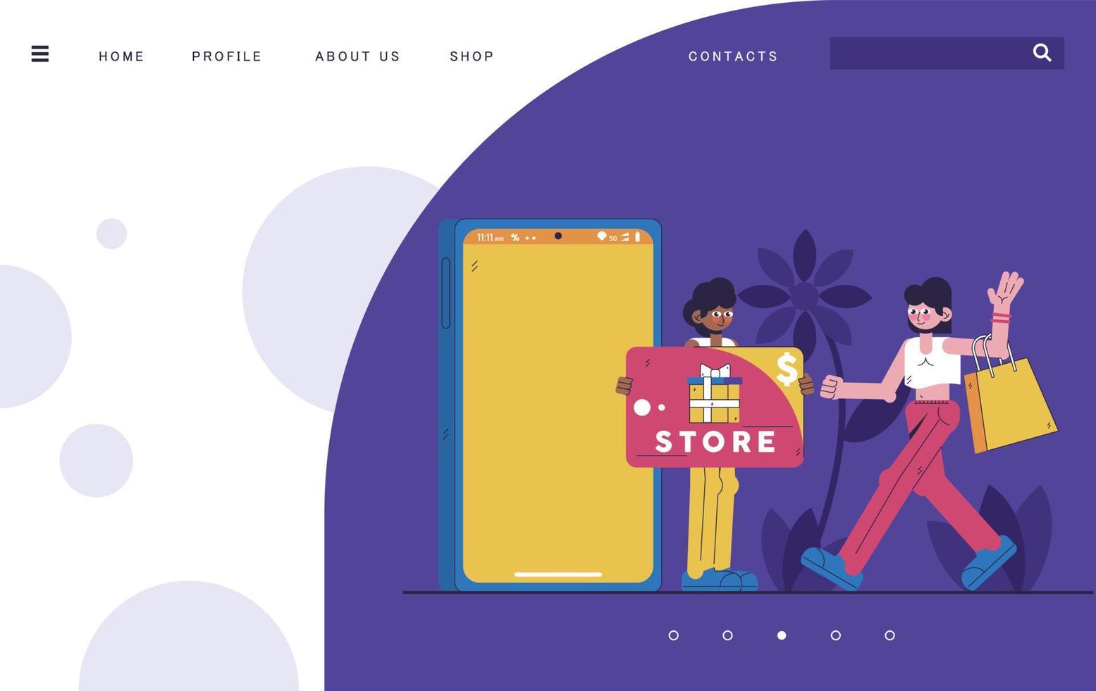 Shopping Illustration -  website purple mockup vector