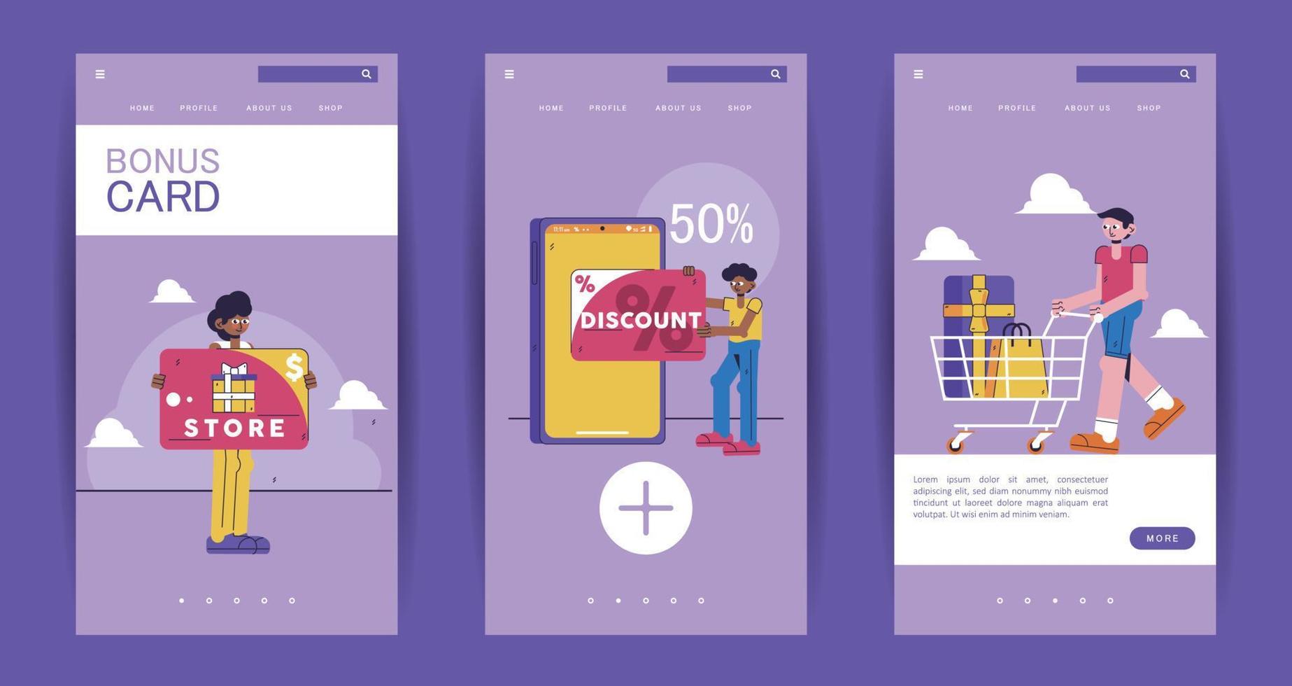 Shopping Illustration - Interface design set elements app banner vector