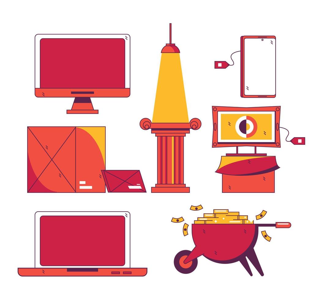 subasta conjunto ilustración icono recursos sitio web vector