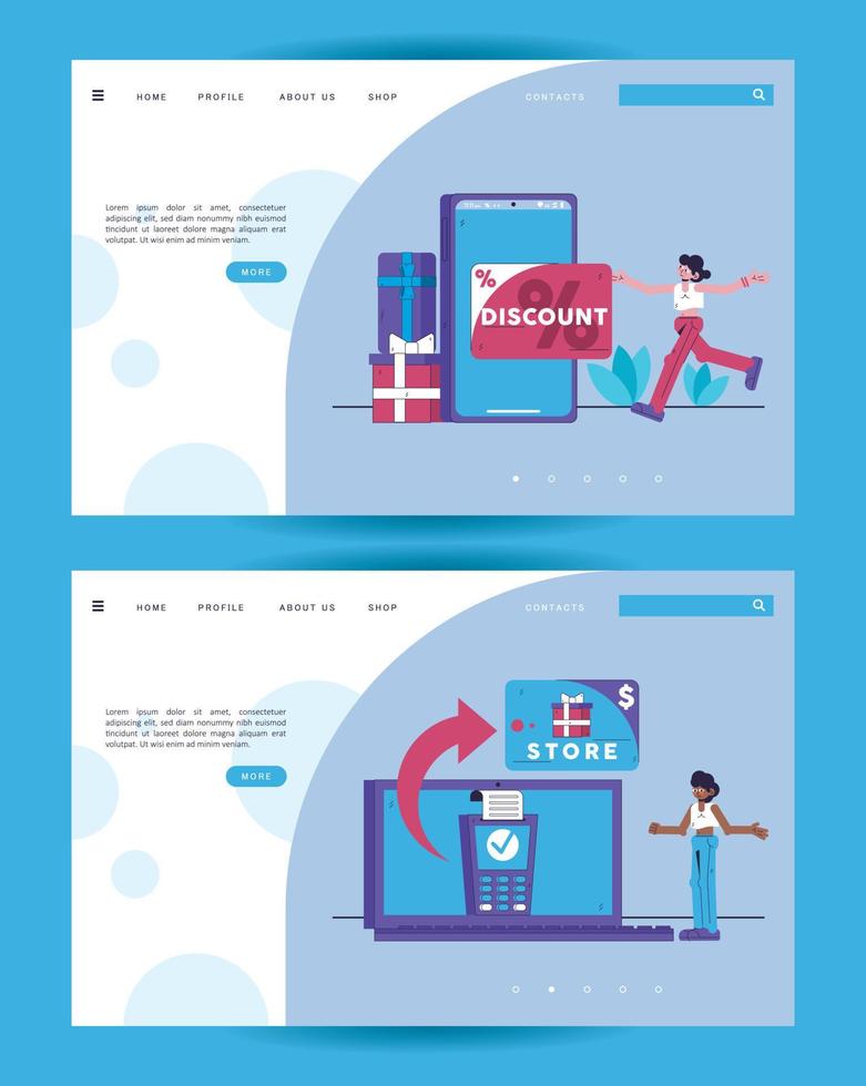 Shopping Illustration - Interface design set elements website banner vector