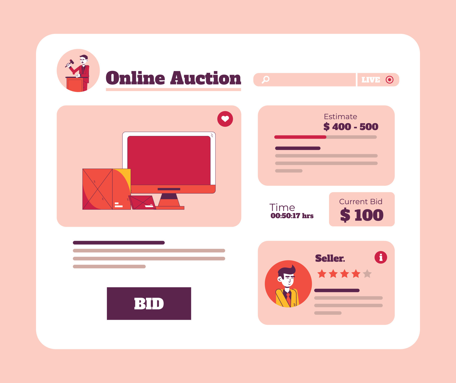 Online auction website template illustration 20635314 Vector Art at Online auction website template illustration 20635314 Vector Art at