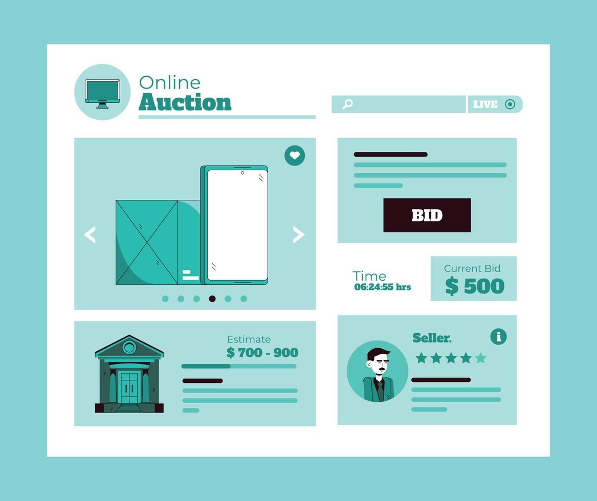 Website template onlie auction design vector