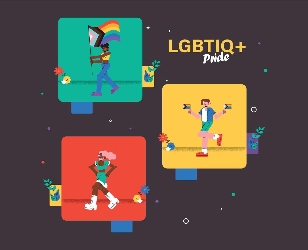 LGTBQ pride - Card people group design vector