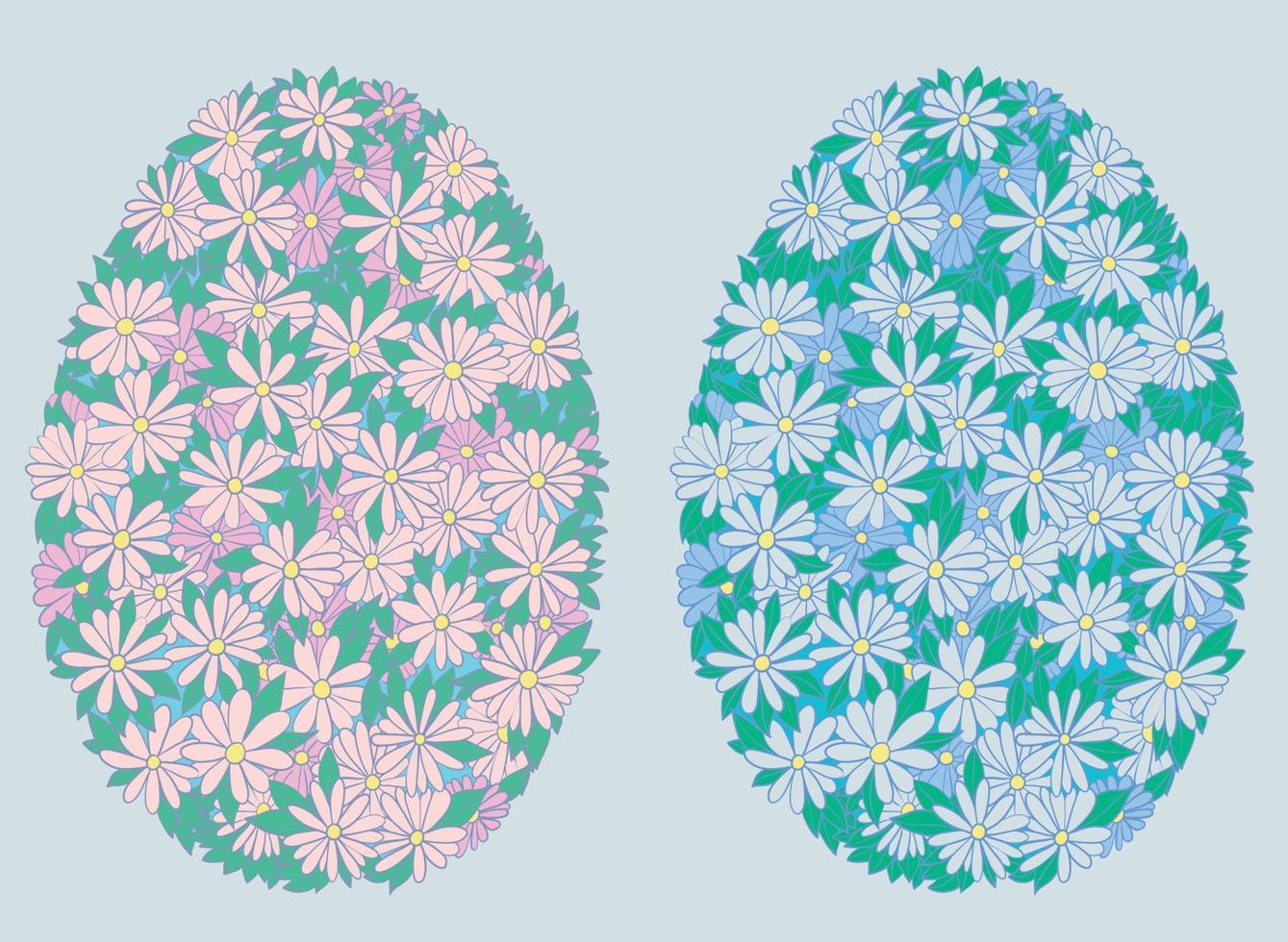 Easter egg in the form of a background of camomiles. Spring mood in the form of a floral pattern. vector