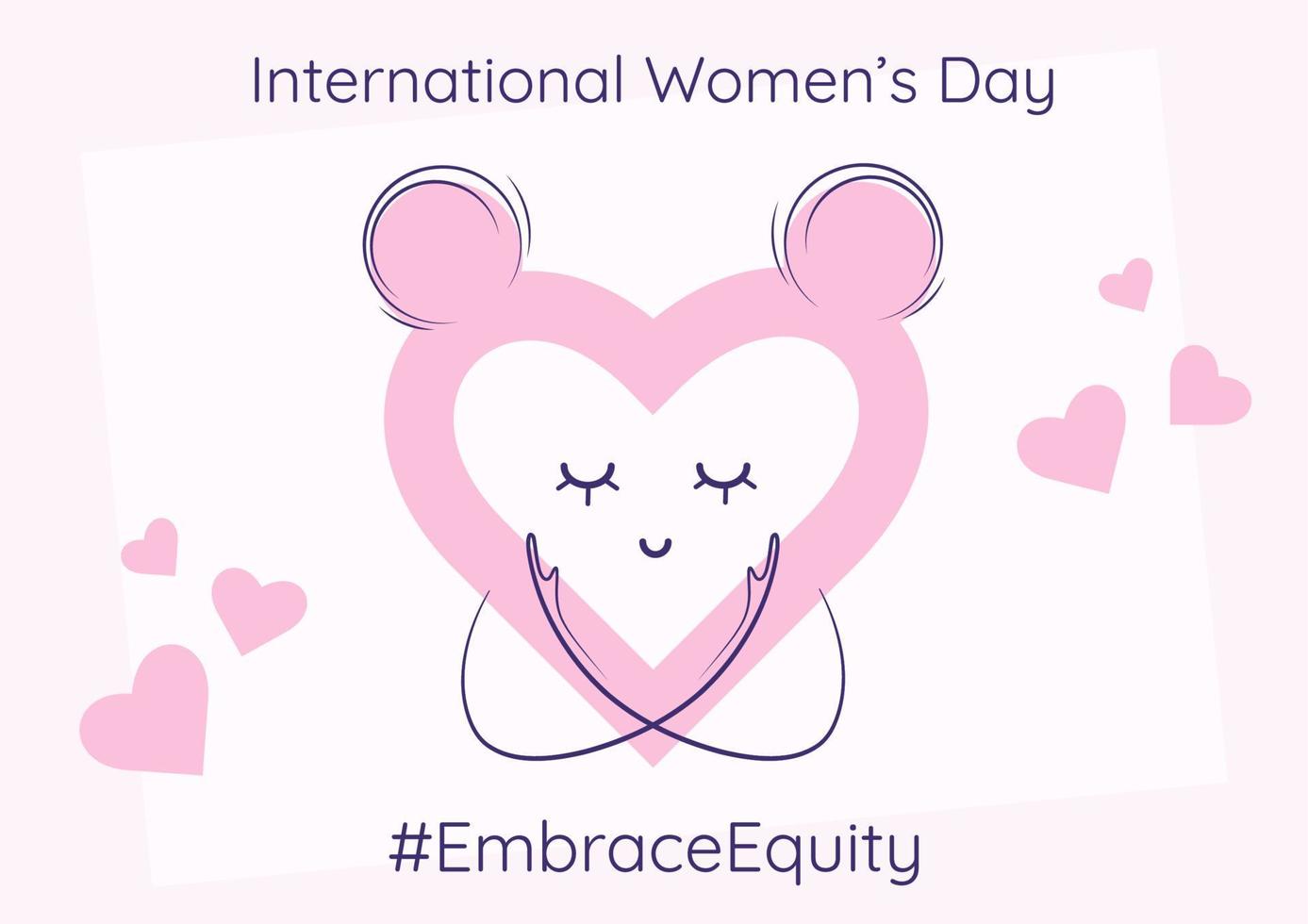 International Women's Day banner with stylized heart. Embrace equity movement illustration elements. 2023 women's day theme - EmbraceEquity. vector