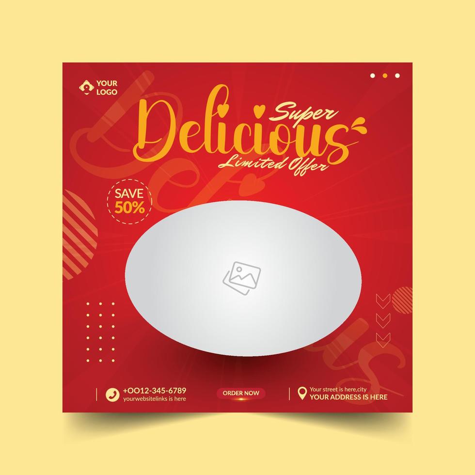 Food recipe post template, Food social media post, restaurant social media posts vector