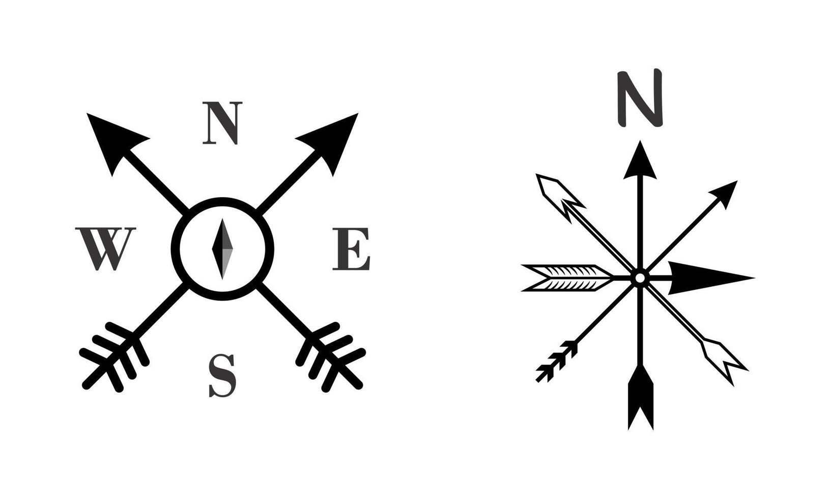 Navigational compass with cardinal directions of North, East, South, West. Geographical position. vector