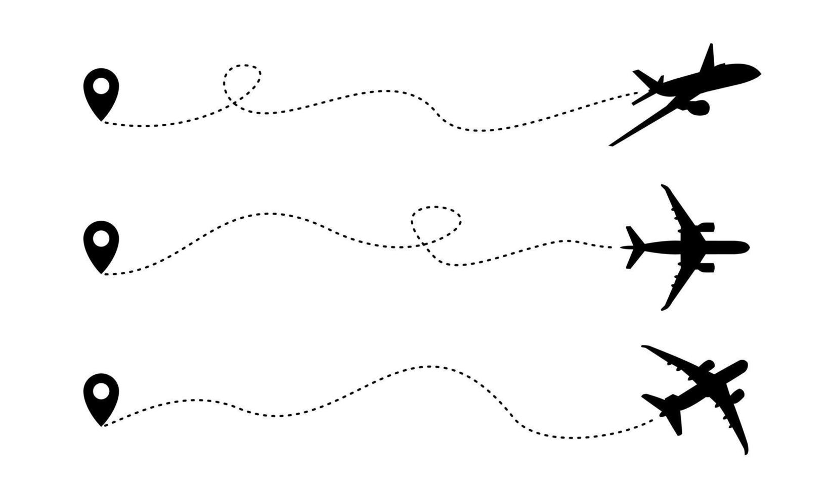 Airplane routes. Travel vector icon. Travel from start point and dotted line tracing.