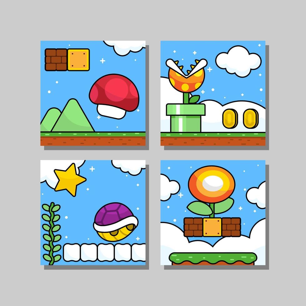 Inspired by Video Game Stage Social Media Post Template vector