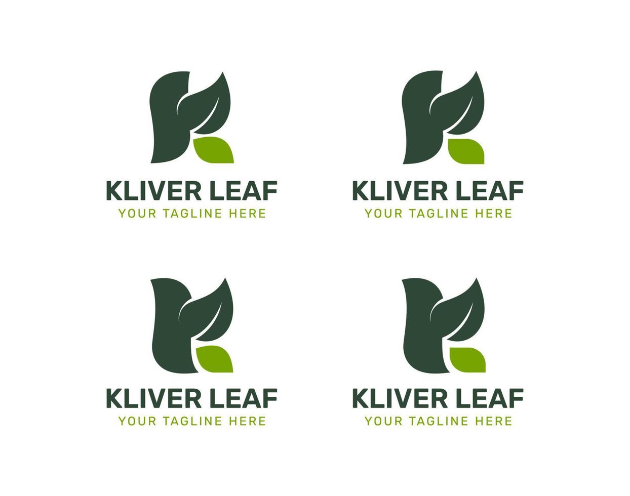 Leafy K Logo Design set 1 vector