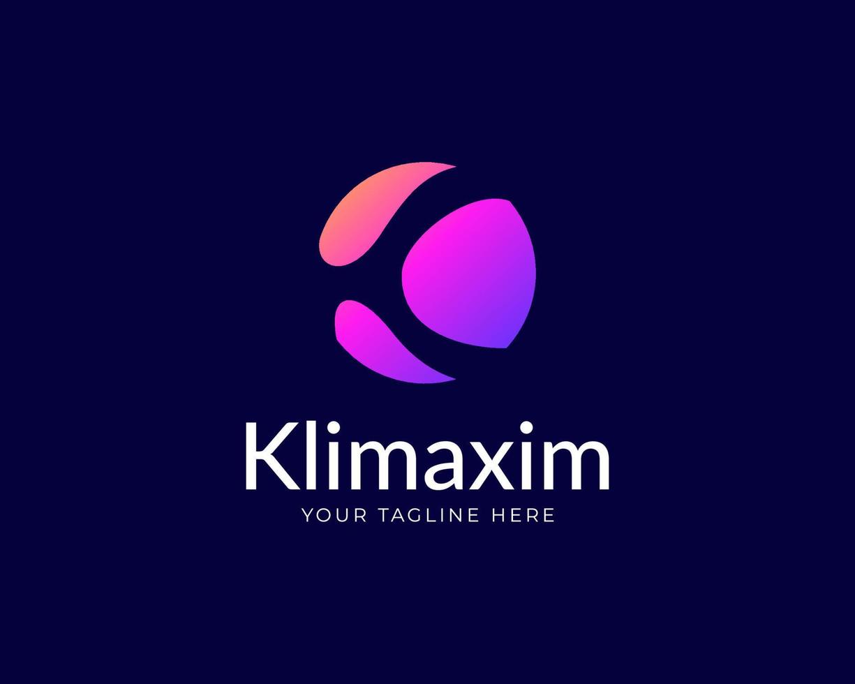 Futuristic K Letter Logo with Blue Purple Gradient Circle and Negative Space vector