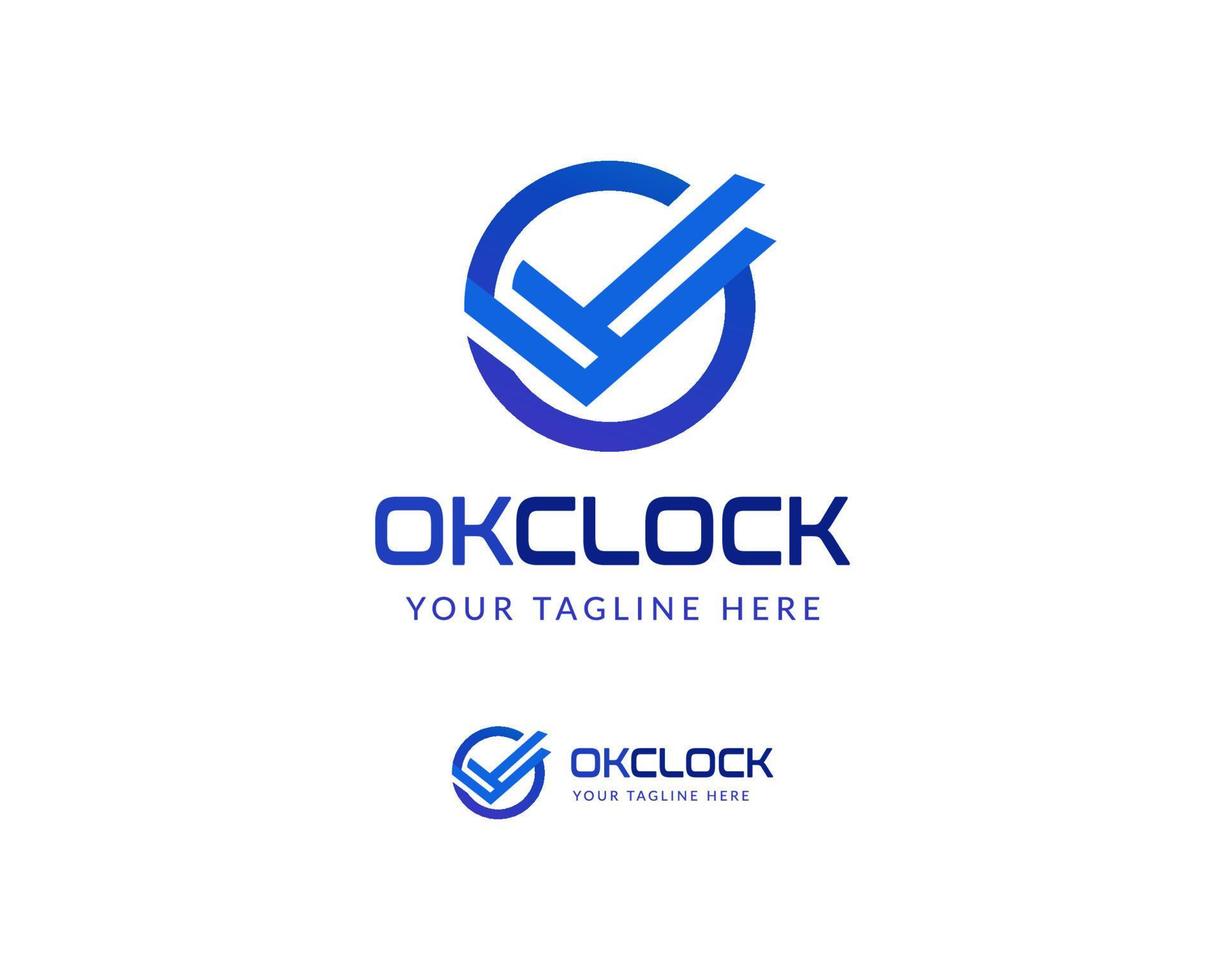 Blue Monoline Checkmark Circle Logo vector