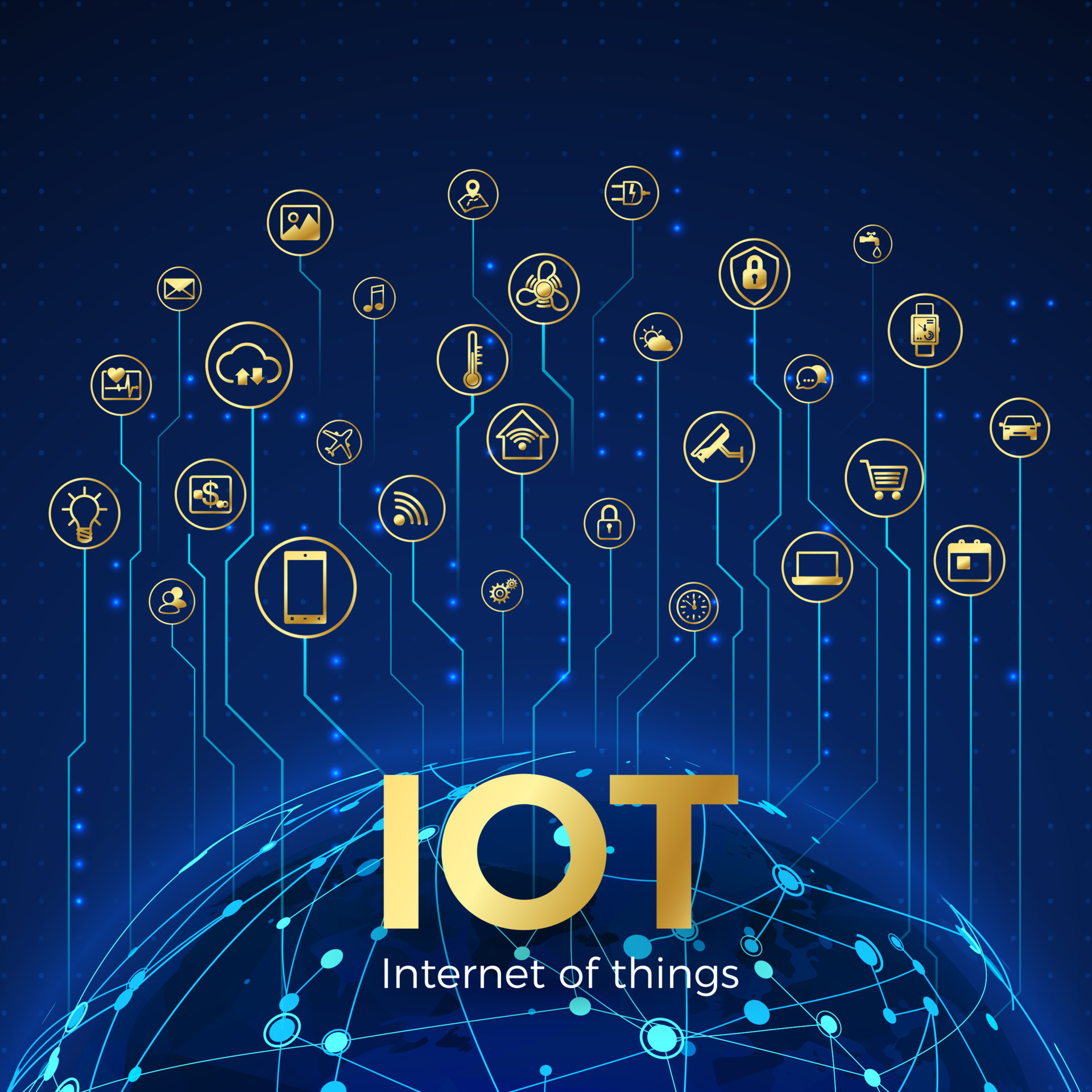 IOT concept. of things. Global network connection. Monitoring