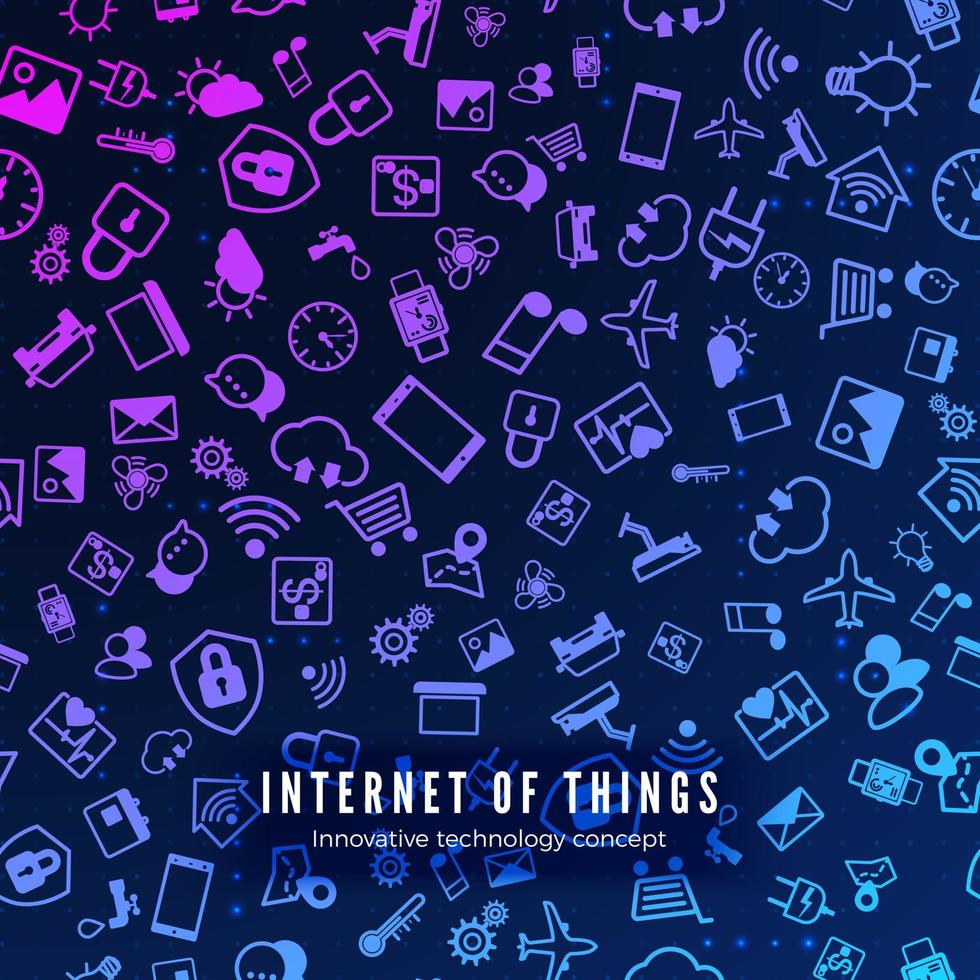 IOT concept. Internet of things color icons pattern. Vector illustration