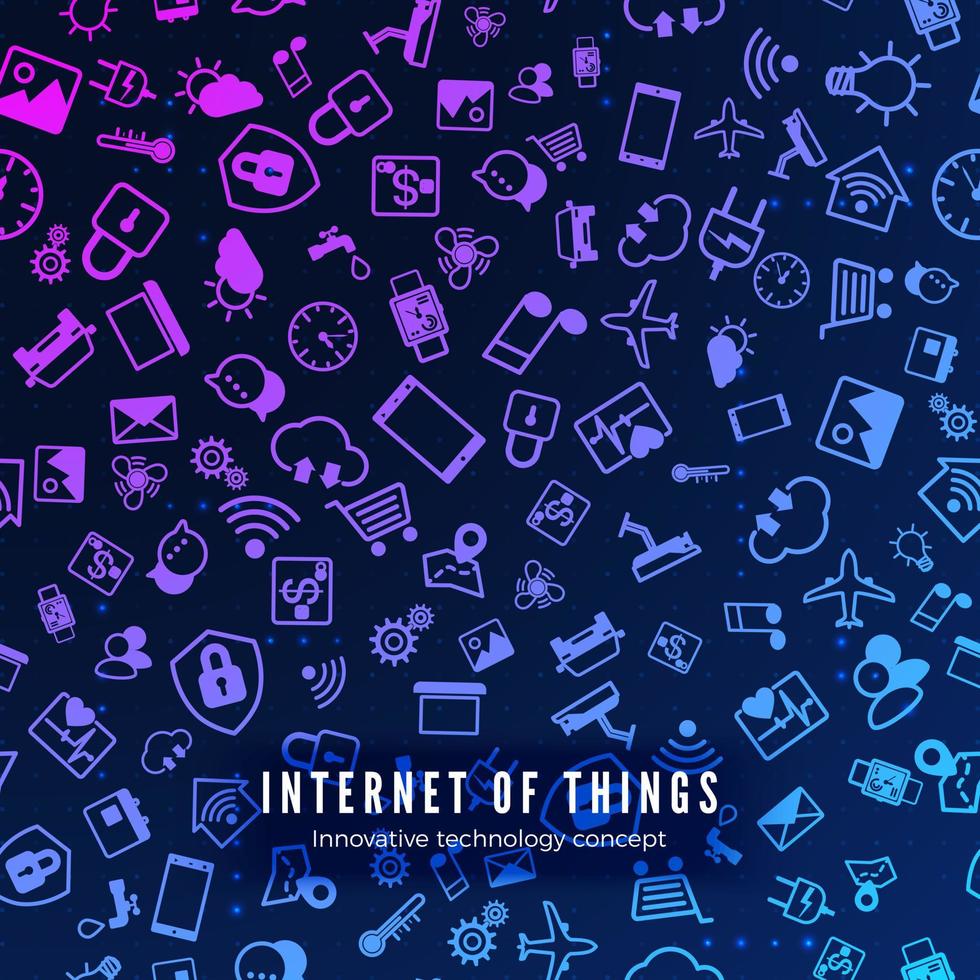 IOT concept. Internet of things color icons pattern. Vector illustration