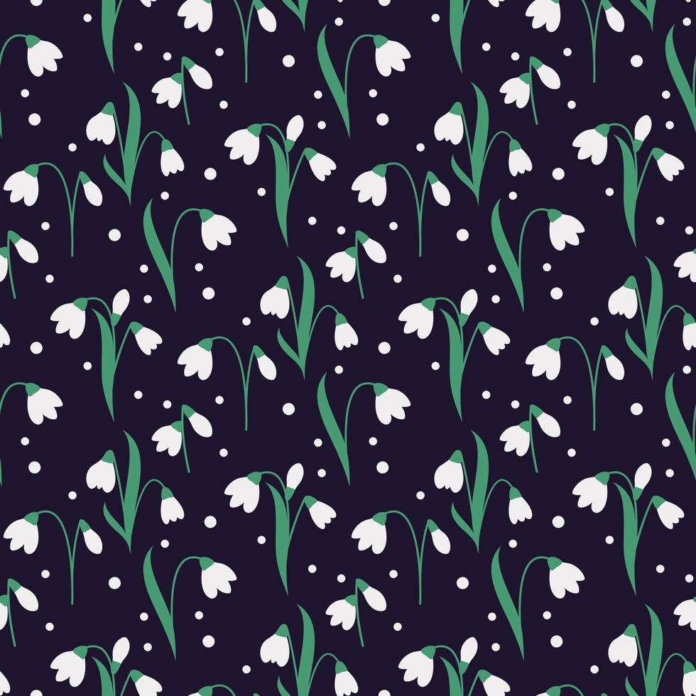 snowdrop flowers pattern vector