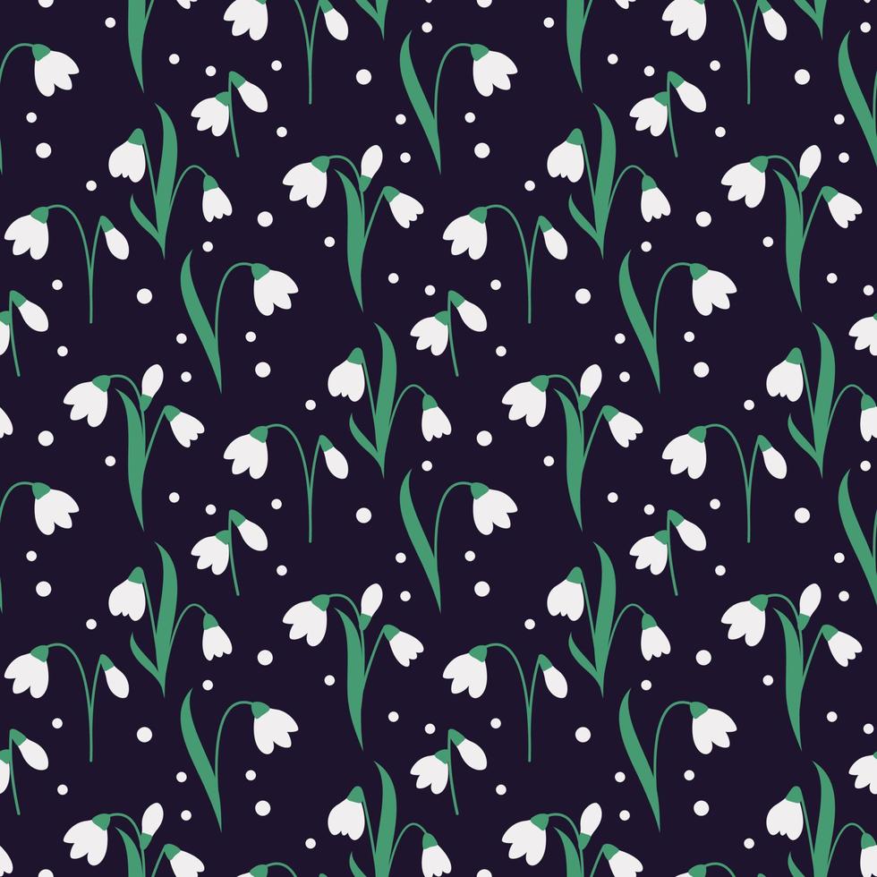 snowdrop flowers pattern vector