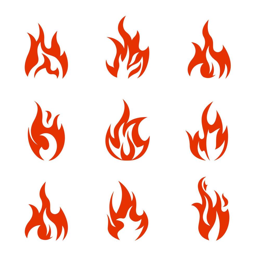 set of fire blaze icons vector