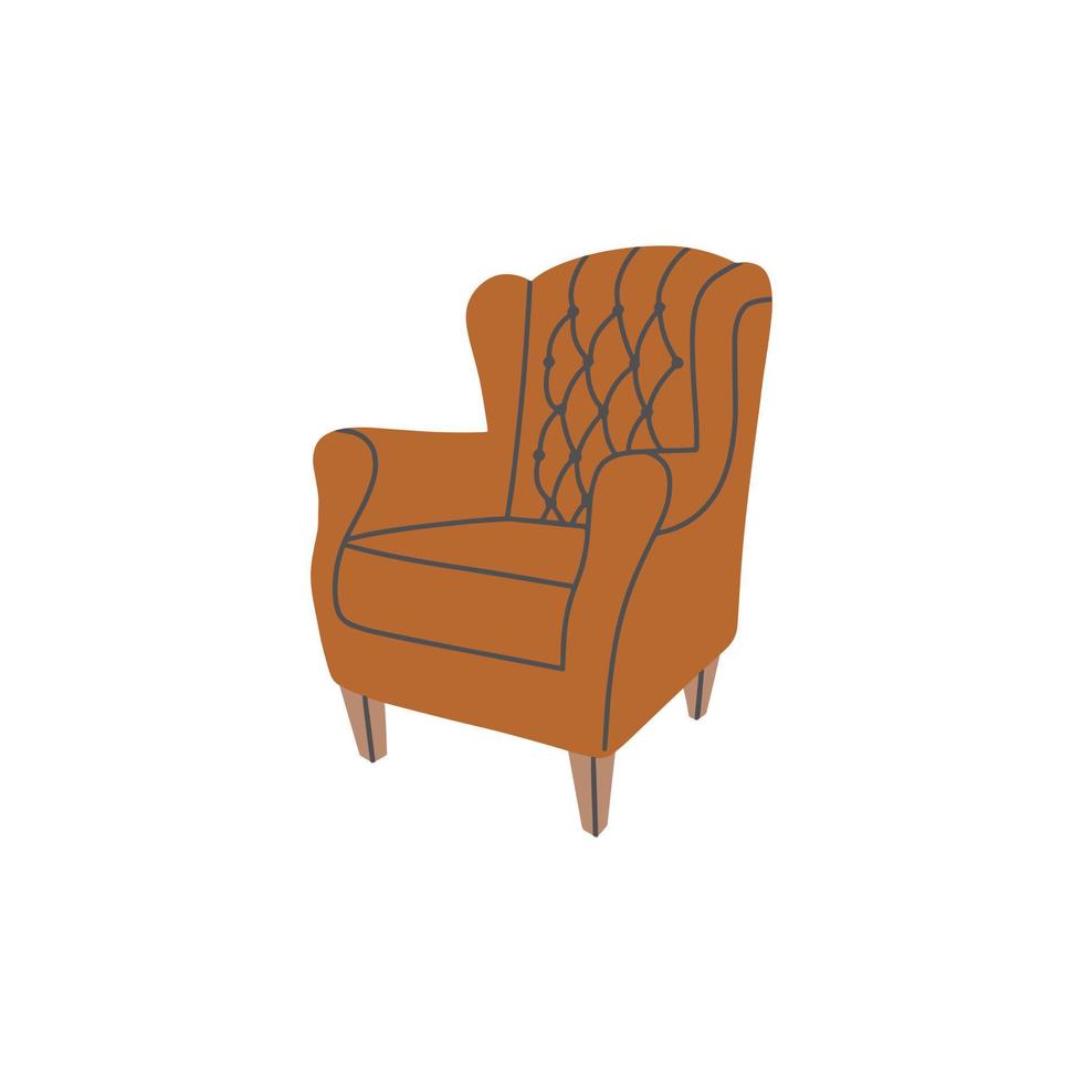 Trendy colorful armchair. Modern soft furniture. For interior design and decoration. Hand drawn vector illustration isolated on white background.