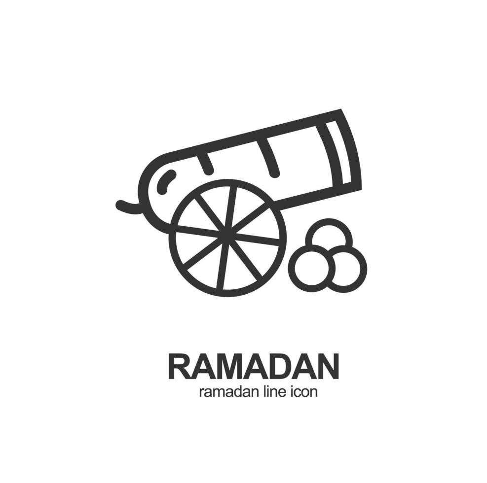 Ramadán iftar cañón firmar Delgado línea icono emblema concepto. vector