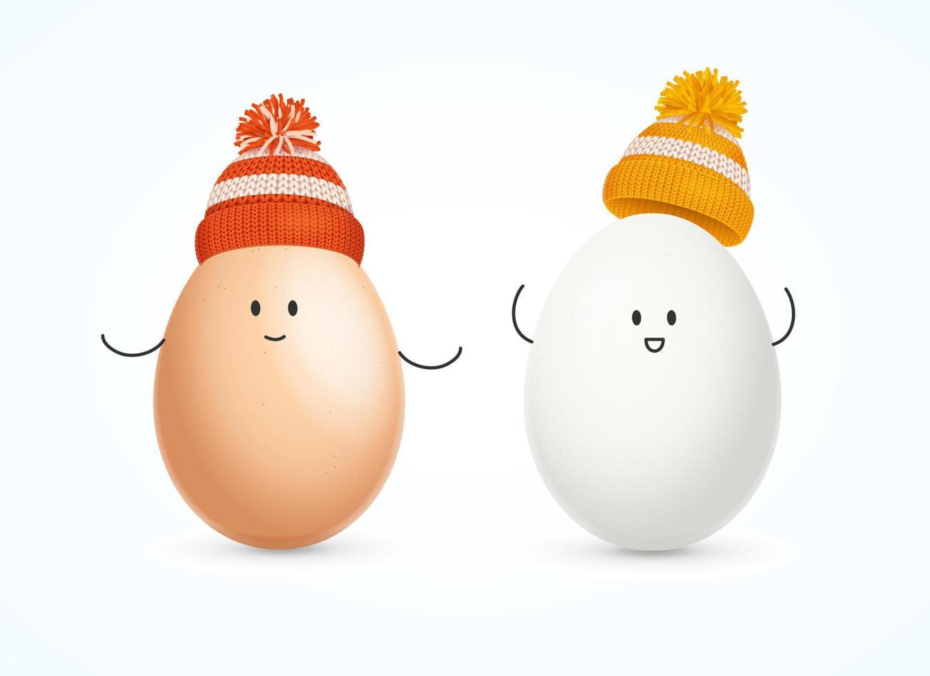 Realistic Detailed 3d Different Happy Easter Egg Characters Kawaii Set. Vector