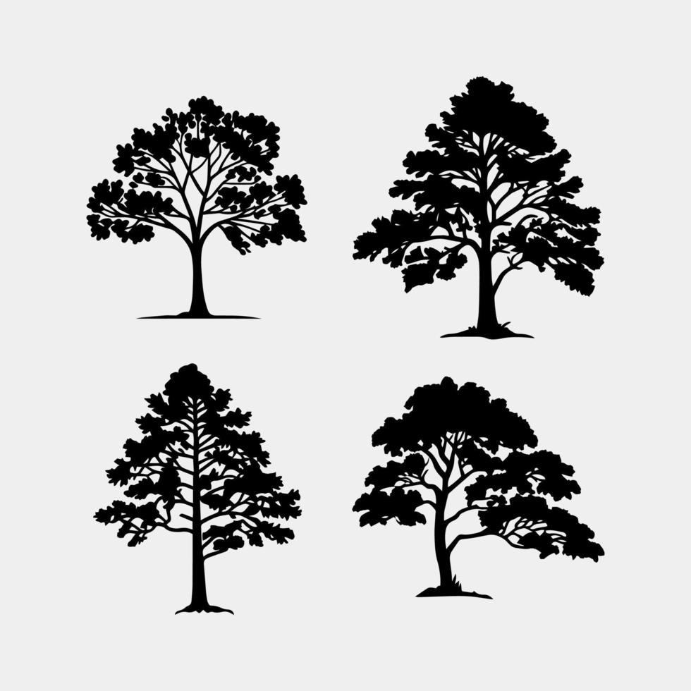 conjunto de arboles siluetas vector