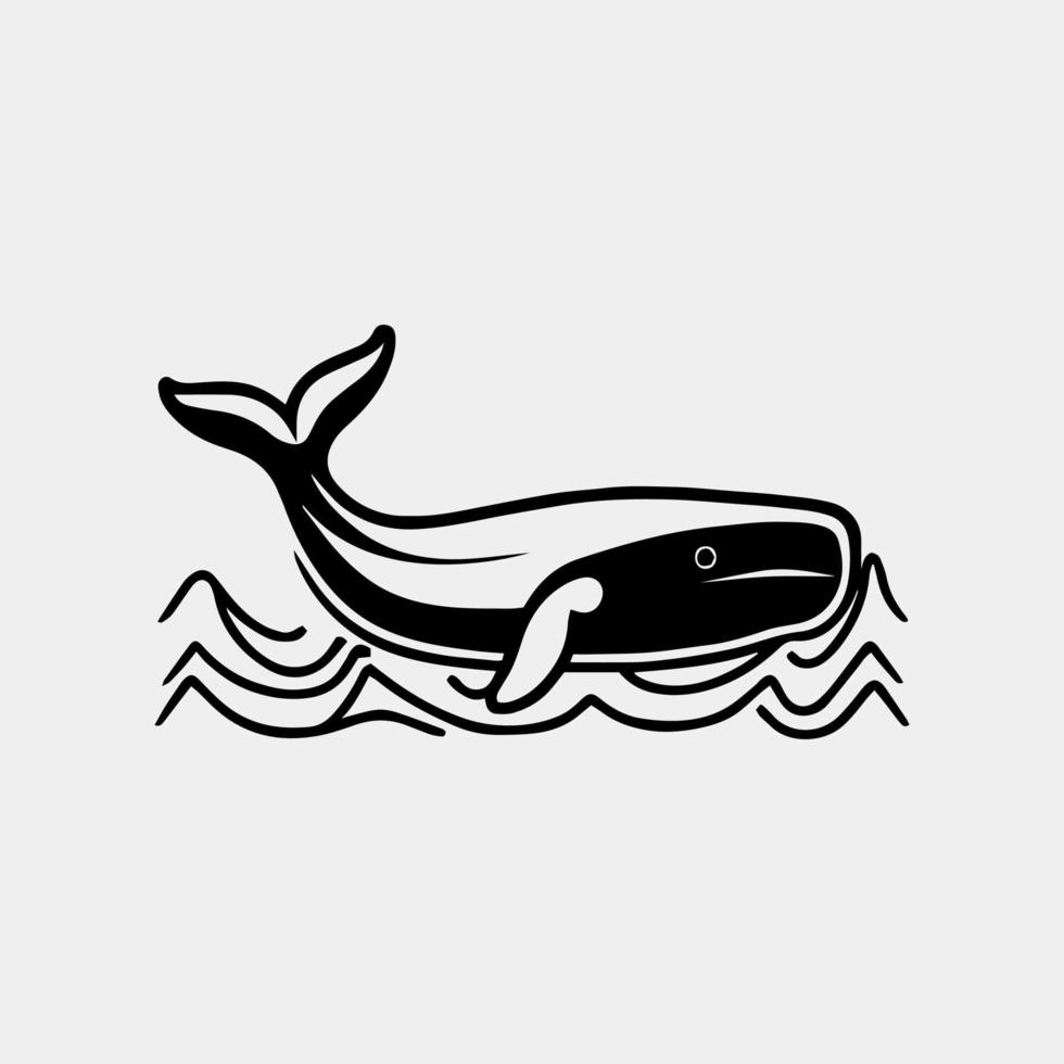 illustration of a cartoon whale vector