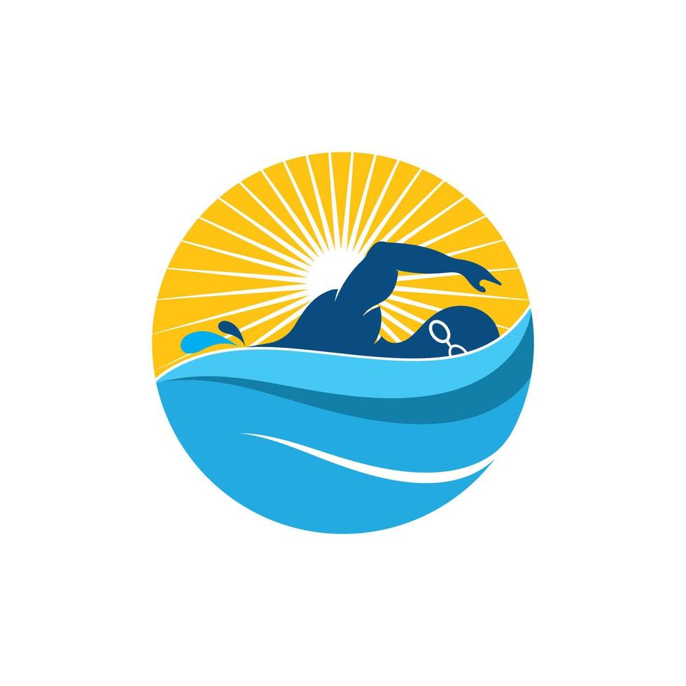 swimming icon logo vector illustration design