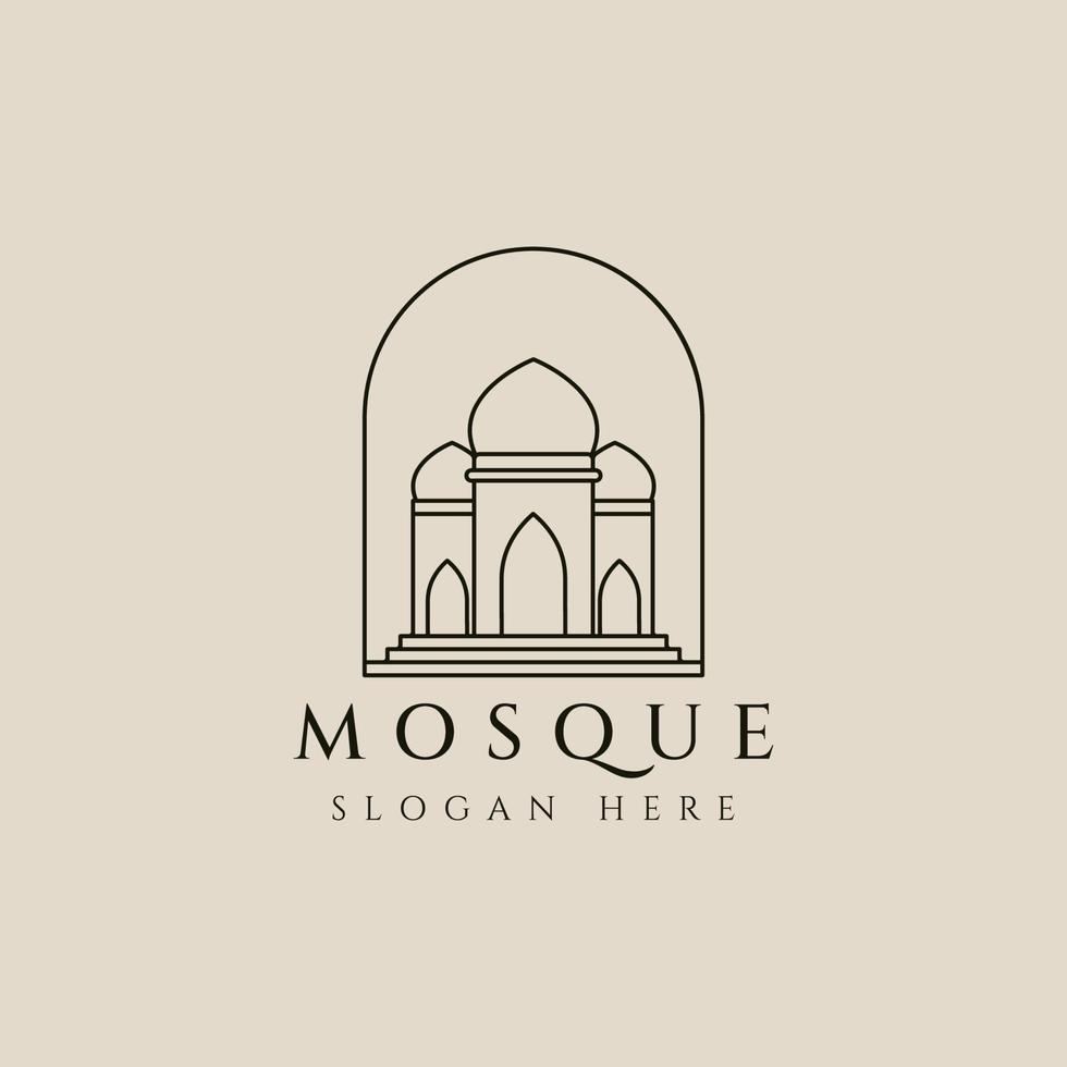 islámico mezquita arquitectura línea Arte logo, icono y símbolo, vector ilustración diseño