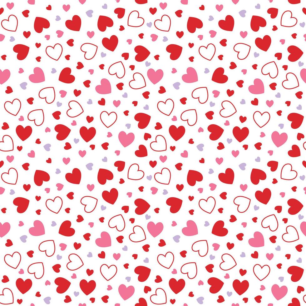 Seamless Pattern of Valentine's Day with different color of Heart- Valentine's Day Vector Design