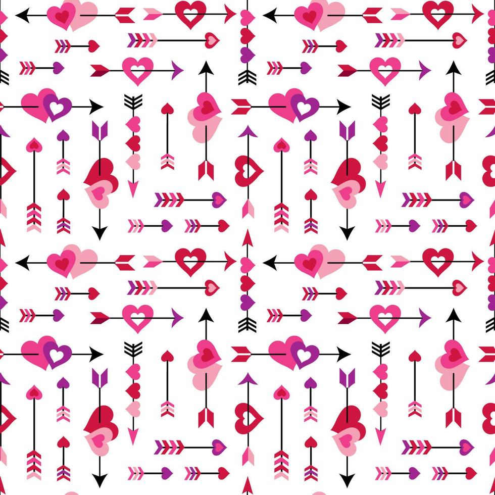 Seamless Pattern of Colorful Valentine's Heart with Arrow-Valentine's Vector Design