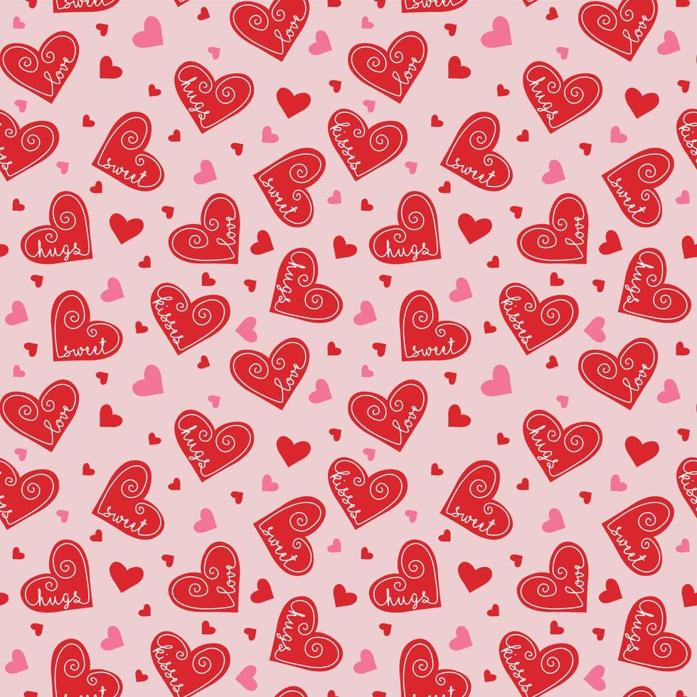 Seamless Pattern of Valentine's Wordings- Hugs, Kisses, Love, and Sweet vector