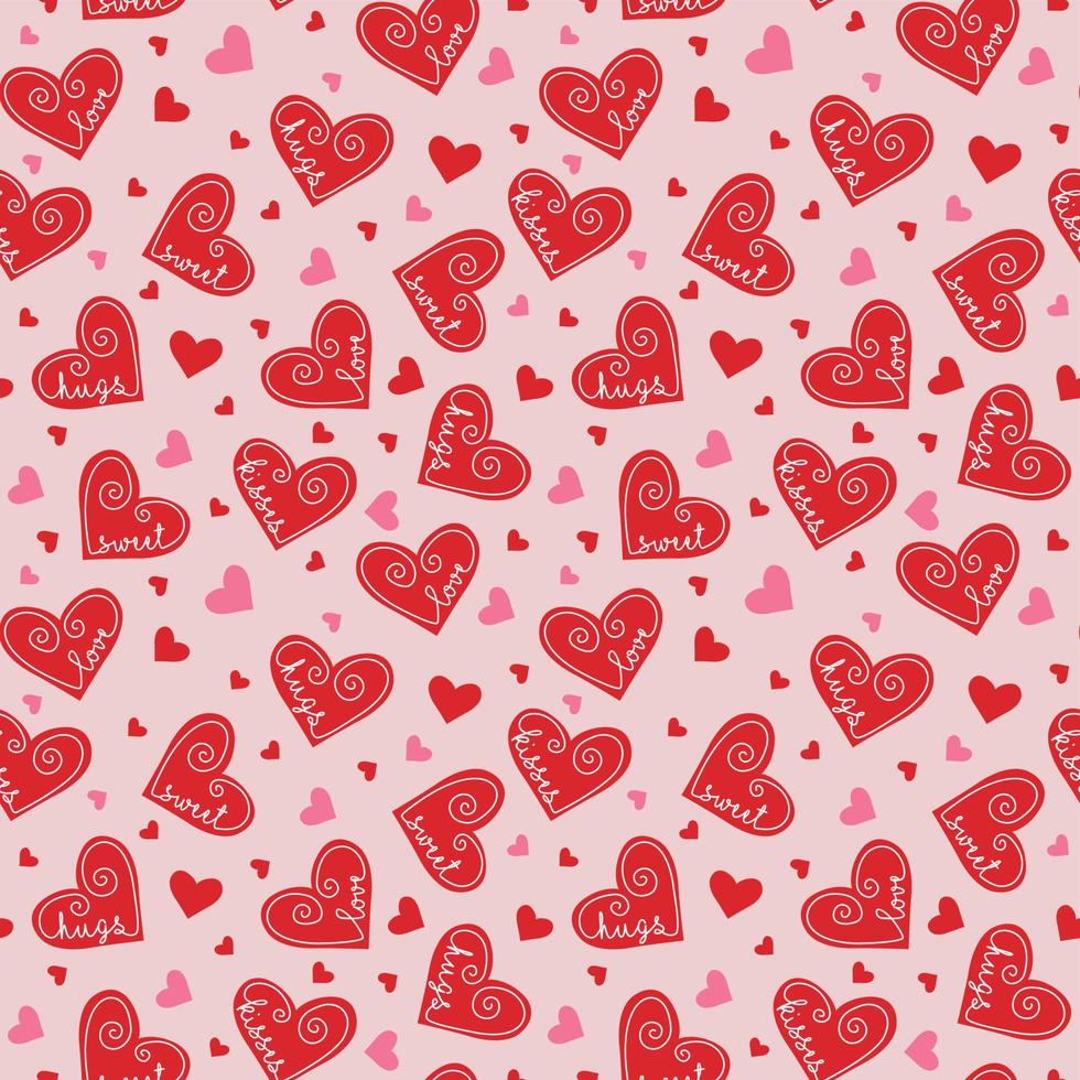 Seamless Pattern of Valentine's Wordings- Hugs, Kisses, Love, and Sweet vector