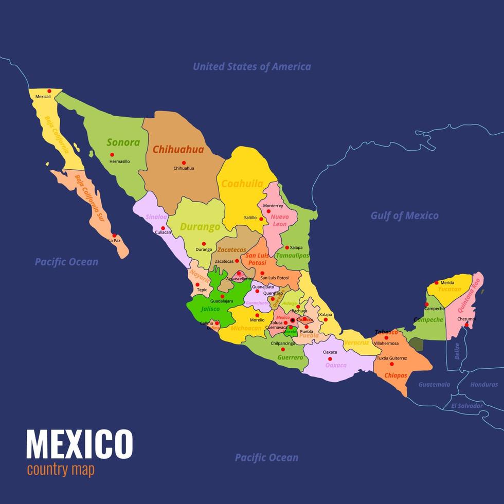 Flat Mexico Map vector