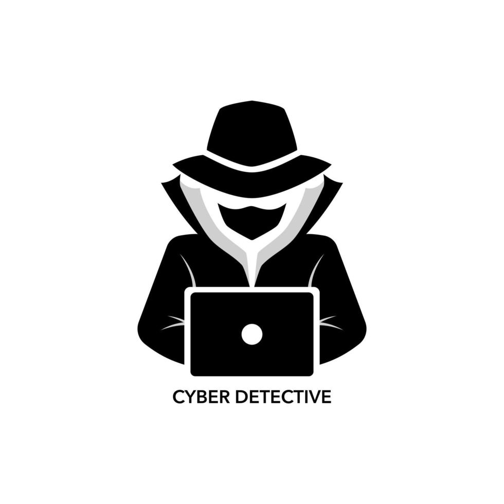 el misterioso hombre en un negro traje con un ordenador portátil. espía agente, secreto agente, hacker vector
