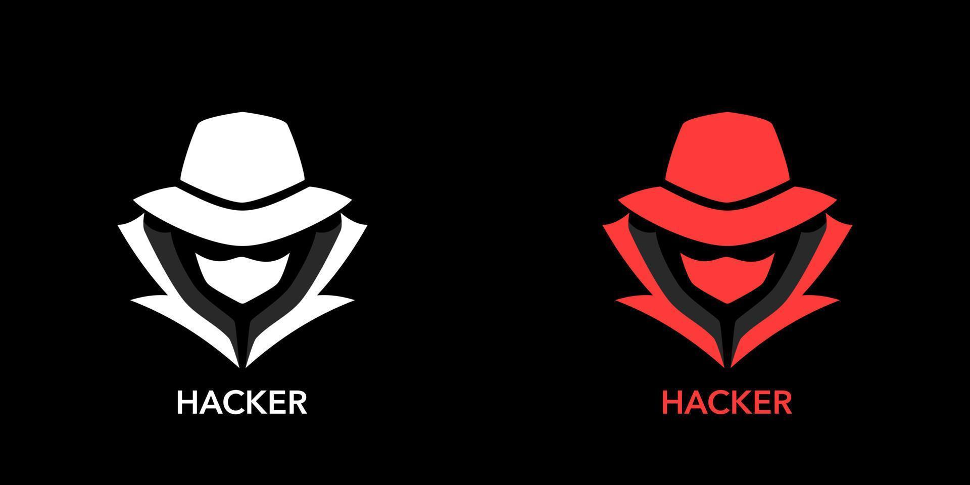 Red Hat and White Hat. Logo Secret service agent. Spy Agent, Secret, Agent, Hacker. vector