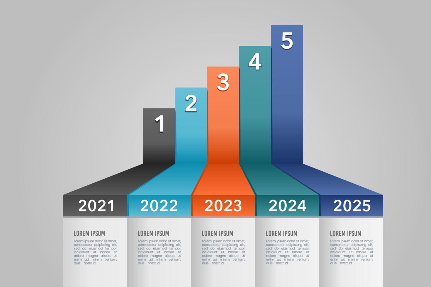 Infographic presentation 5 years of data company. Infographic 5 options. An infographic showing company growth. Vector Illustration.