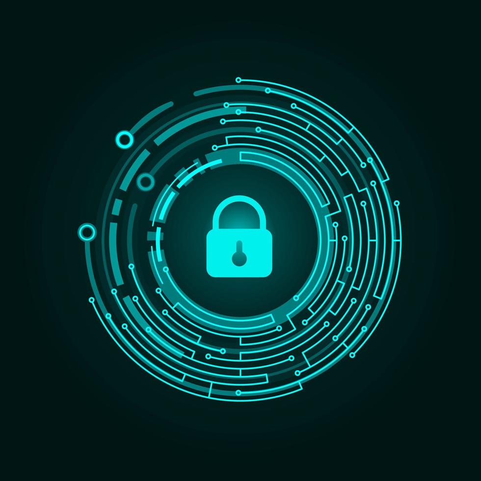 Cybersecurity technology with locked icons. Vector illustration.