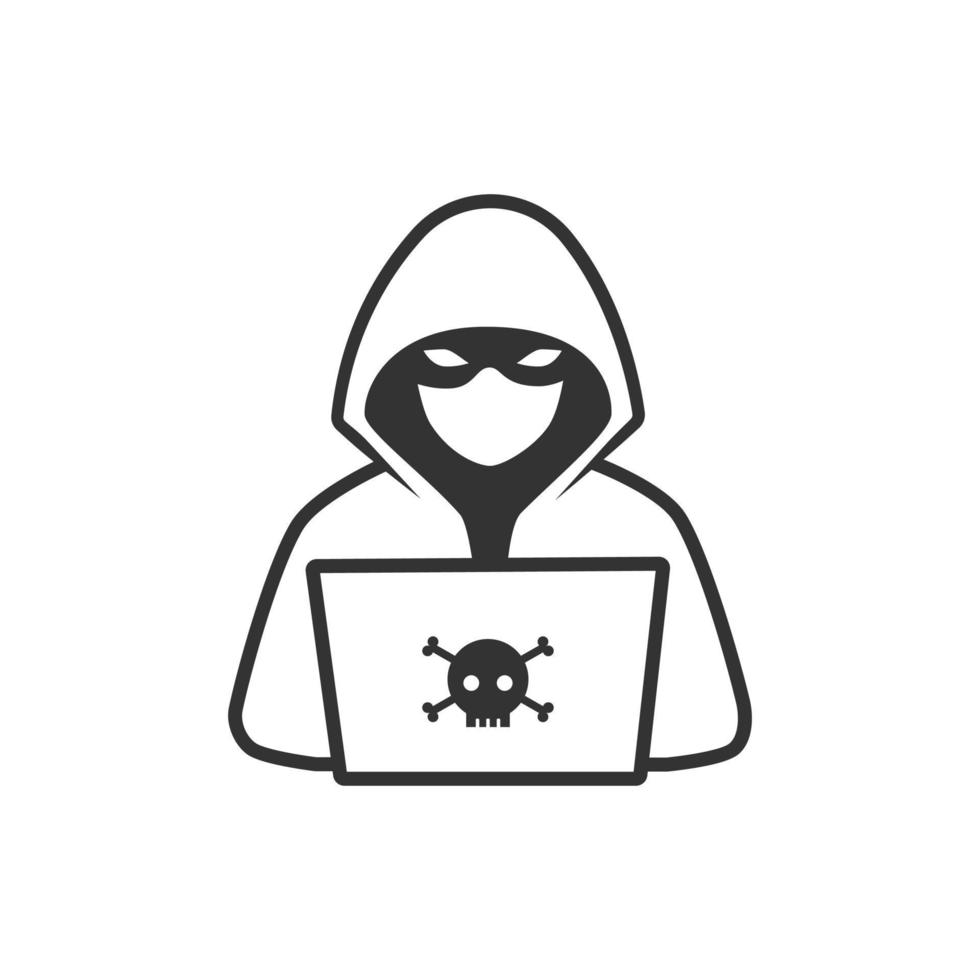 Hacker, Cybercriminal with laptop icons. vector