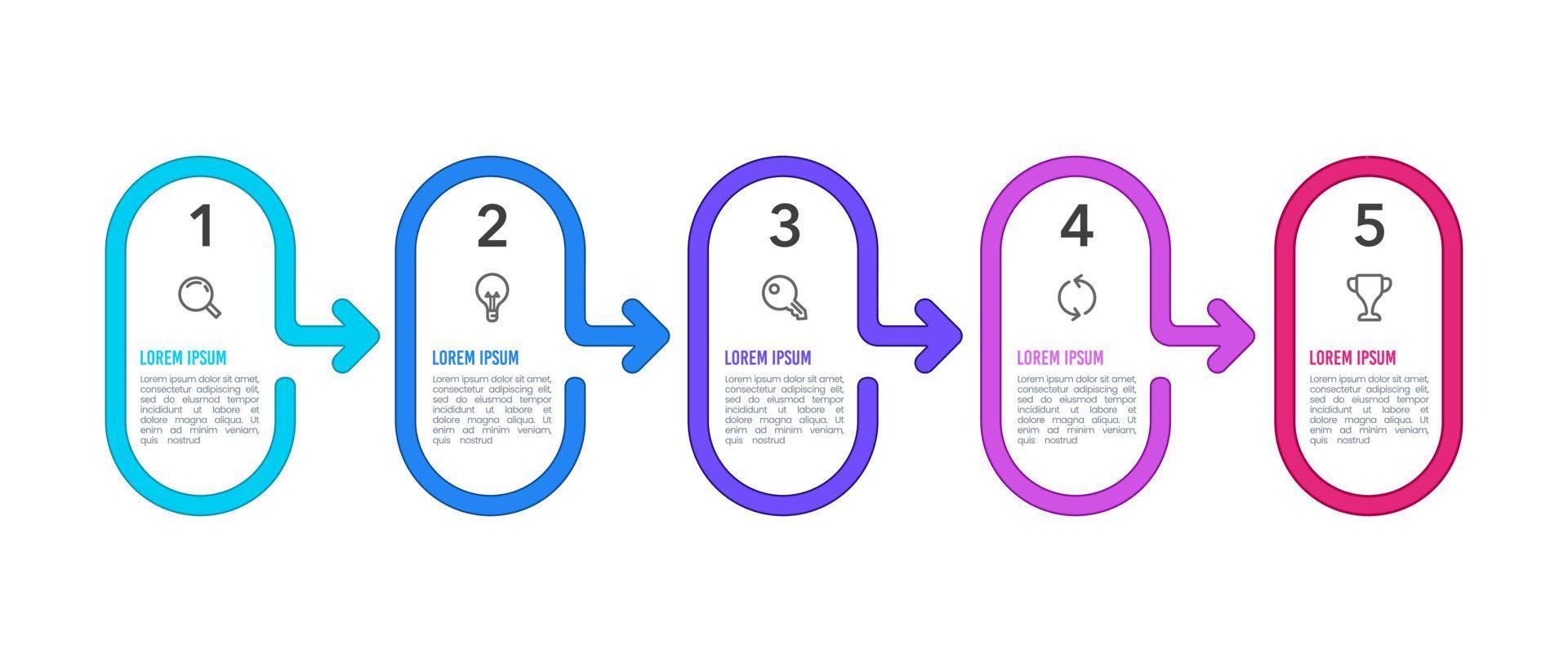 Business infographic thin line with arrow process template. vector