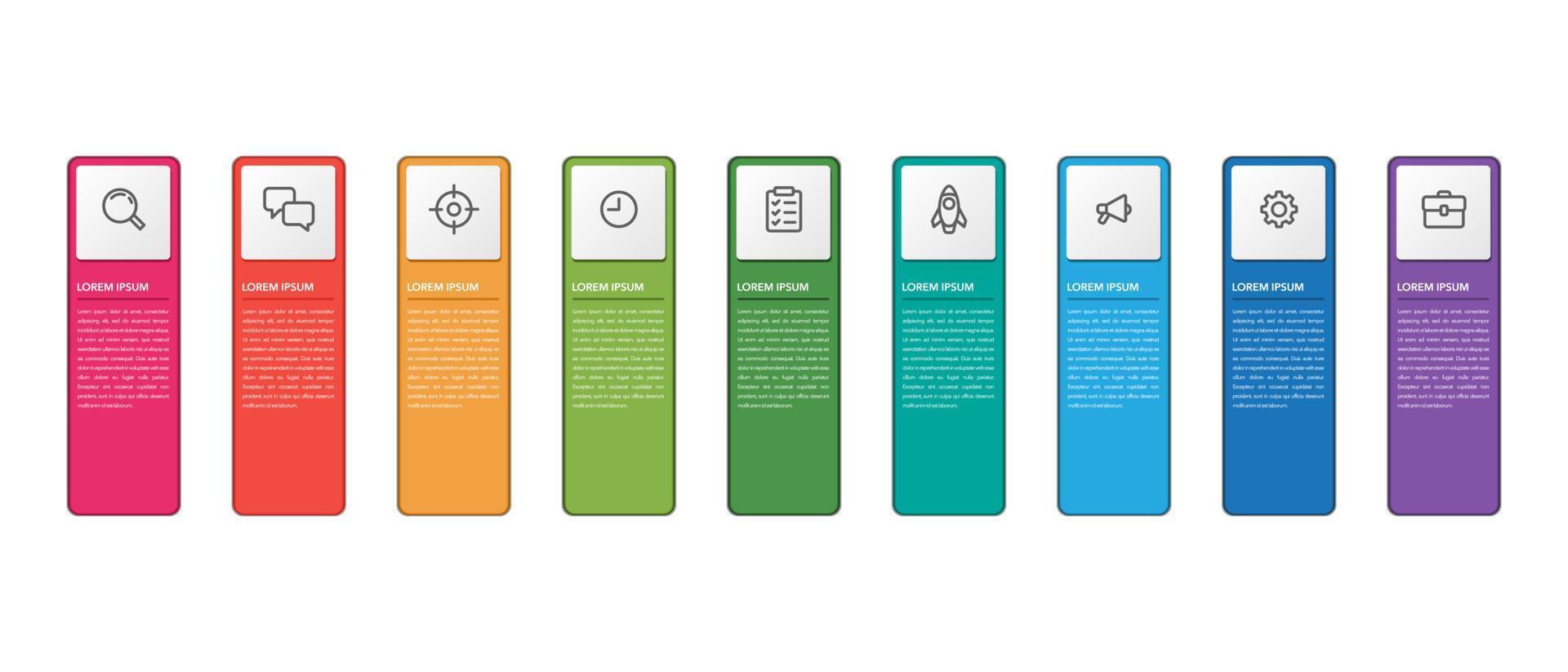 9 Alternative Infographic Business Report Presentations. Vector illustration.