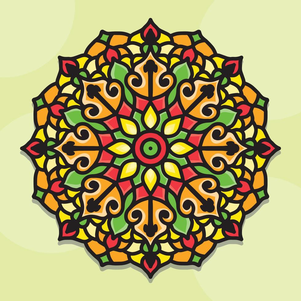 vistoso mandala fondo, decorativo redondo adornos, anti estrés mandala patrones. vector