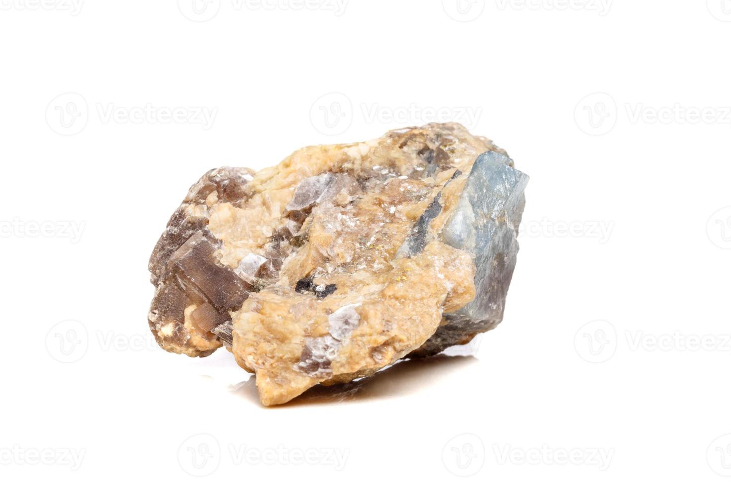 Macro mineral stone Corundum in rock a white background photo