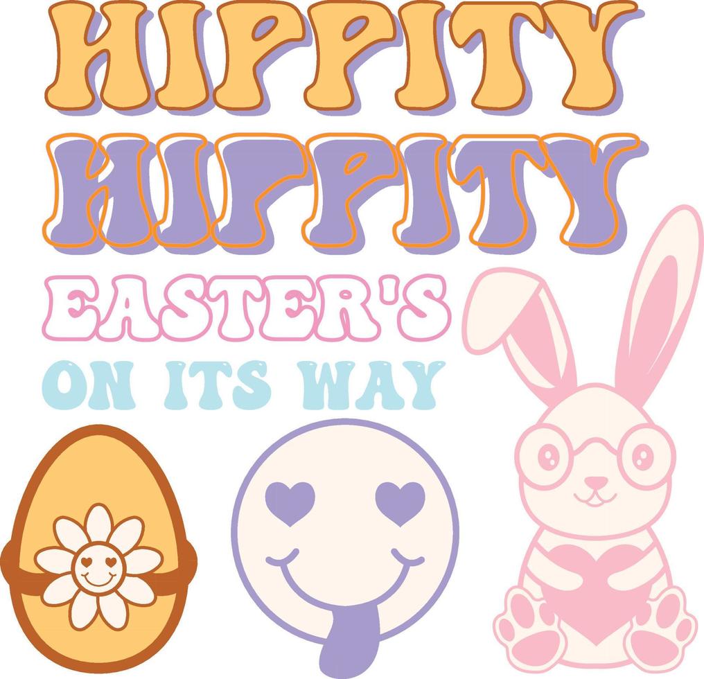 happy easter Groovy svg design, easter bunny Quotes design vector