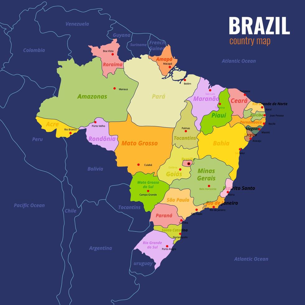 Flat Brazil Map vector