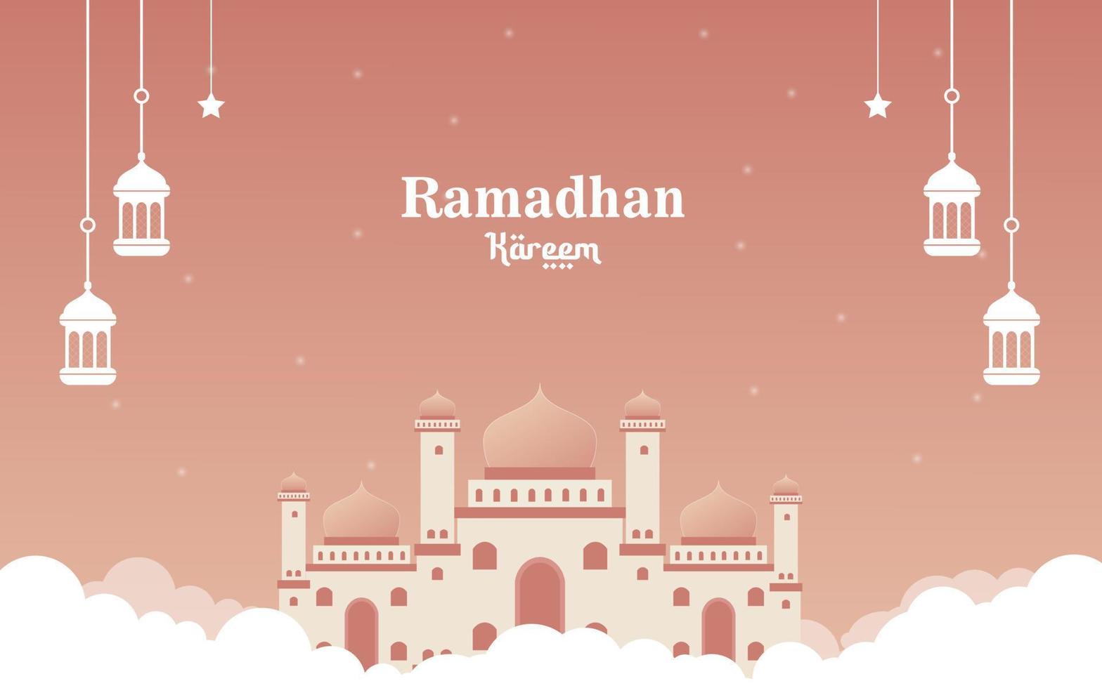 vector mezquita en el cielo ilustración para Ramadán kareem