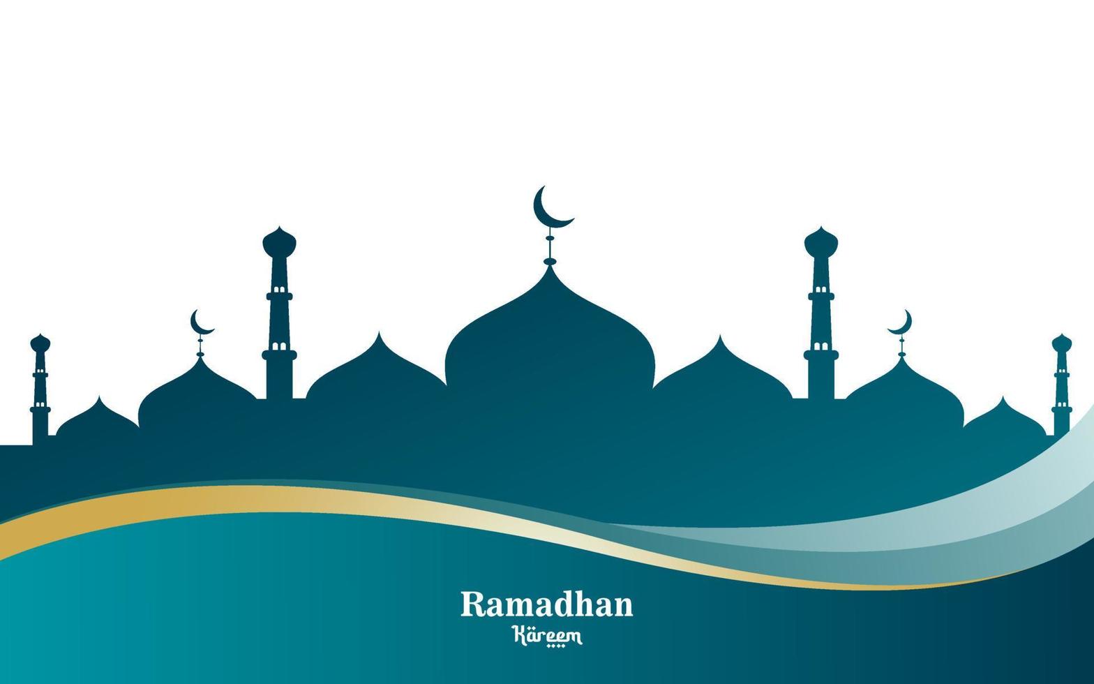 Ramadan kareem islamic background design with mosque illustration vector